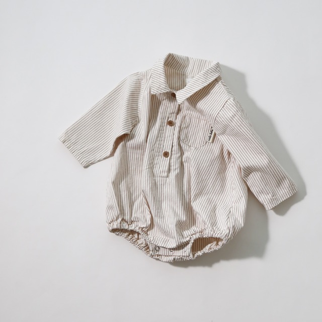 ストライプシャツロンパース