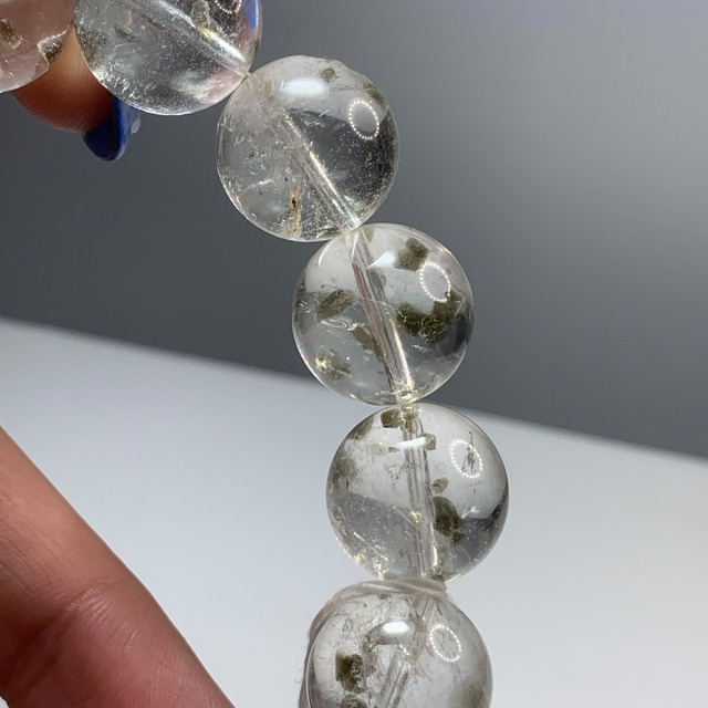 鑑別書付き・大玉☆グリーンマイカインクォーツ ブレスレット