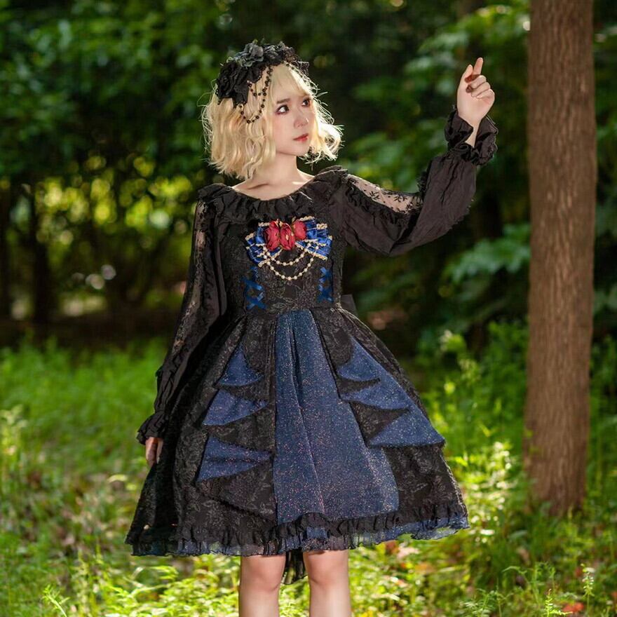 サブカル 服 地雷系 通販 JSK バックレースアップ 編み上げ リボン 闇かわいい ゴシック 暗黒 サブカル好き