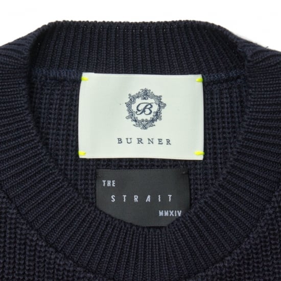 【BURNER×THE STRAIT】畦編みオーバーサイズニットベスト #NAVY