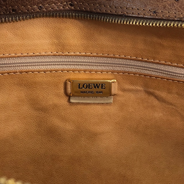 LOEWE ロエベ ハンドバッグ ブラウン アナグラム オーストリッチ vintage ヴィンテージ オールド pztb8z