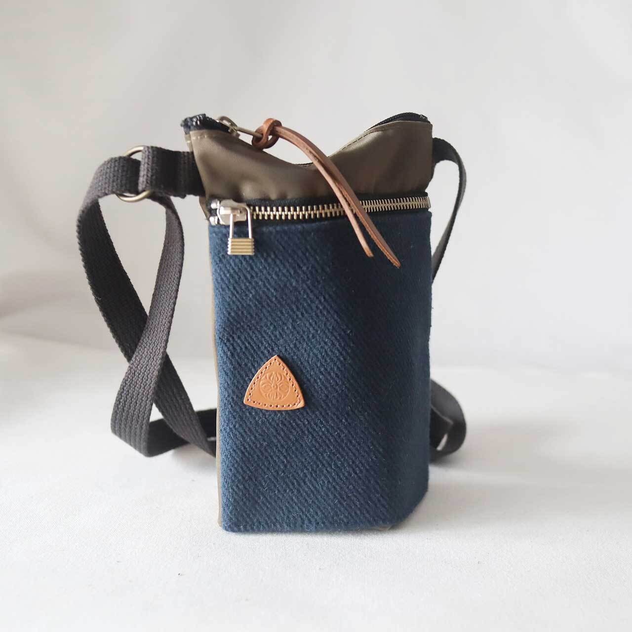 サコッシュ / Hemp cotton pocket sacoche /ネイビー & アイビー グレー