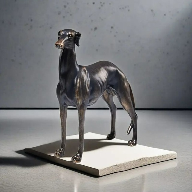 オブジェ サルーキ 犬 置物 像 ヴィンテージ調 お洒落 いぬ イヌ アニマル かわいい かっこいい 樹脂 屋内 屋外 インテリア リビング 玄関 ホームデコ 書斎 本棚 卓上 ガーデンオブジェ 4-7