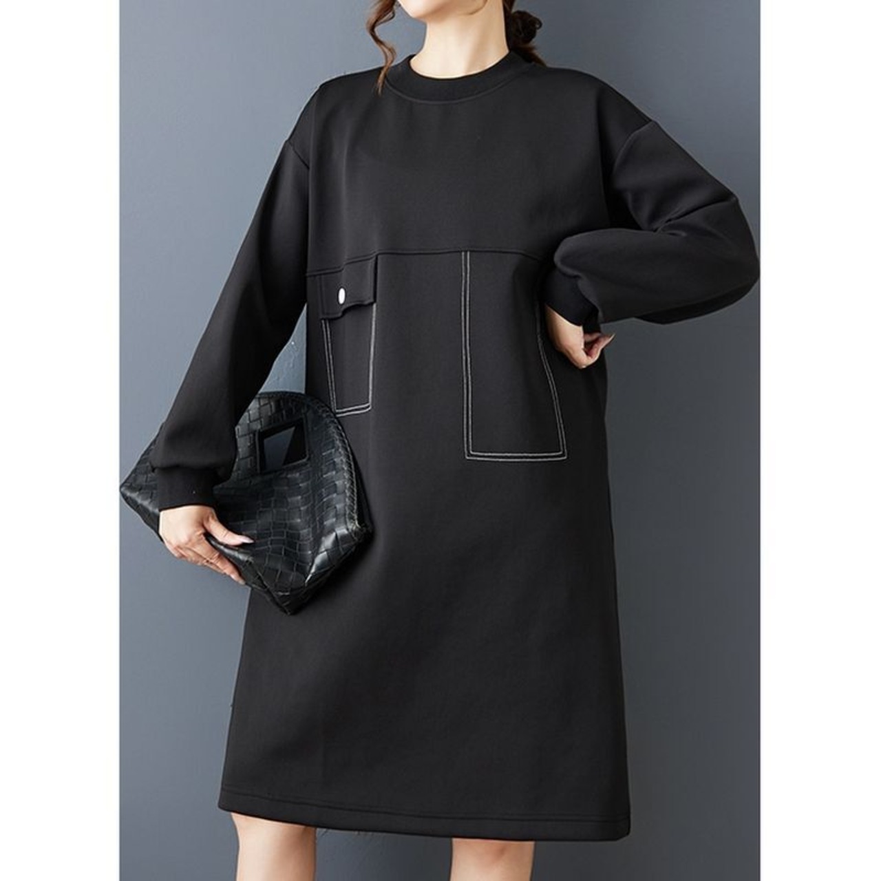 ステッチデザイン スウェットワンピース 60007