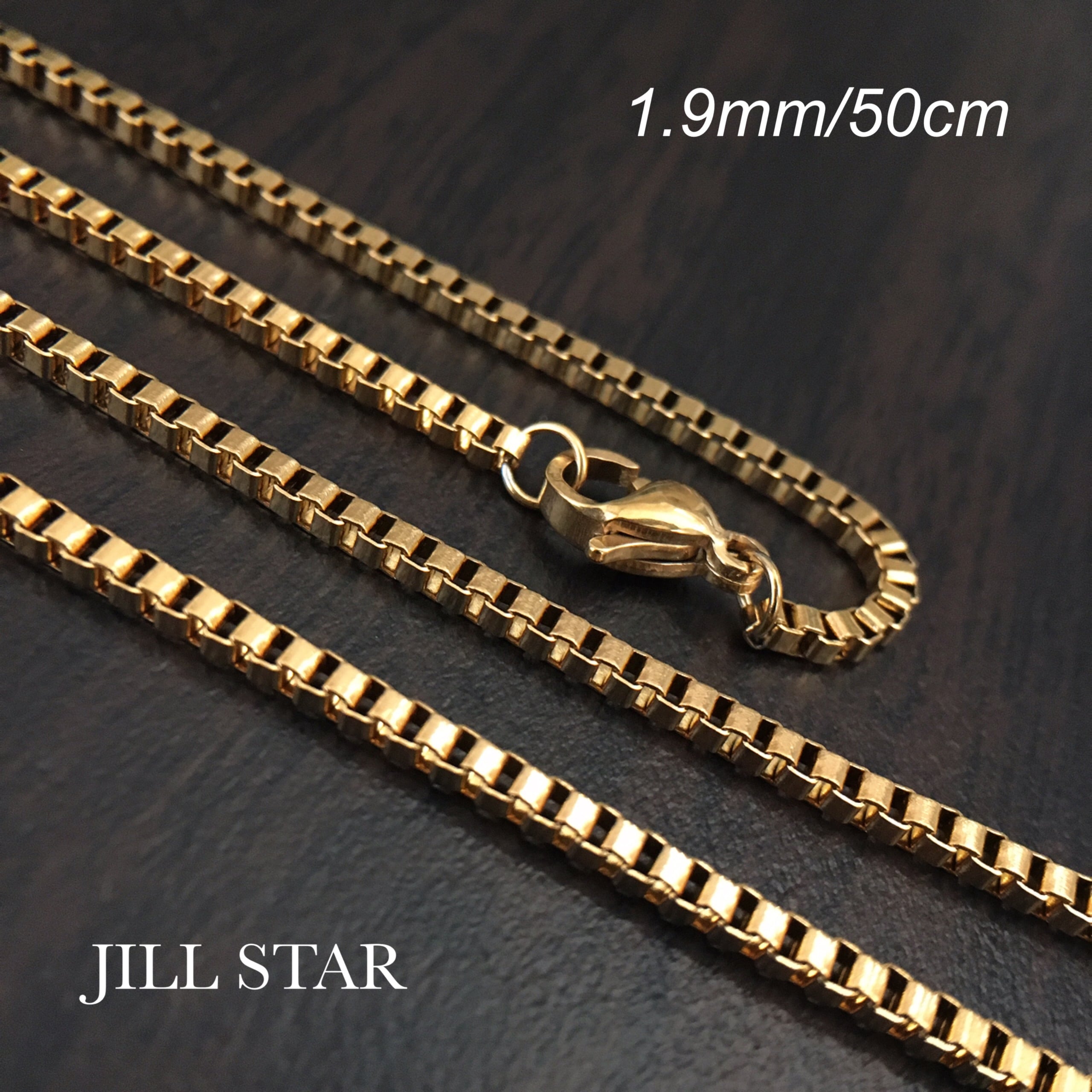 人気ステンレスベネチアンチェーンネックレス 1.9mm 50cmゴールド