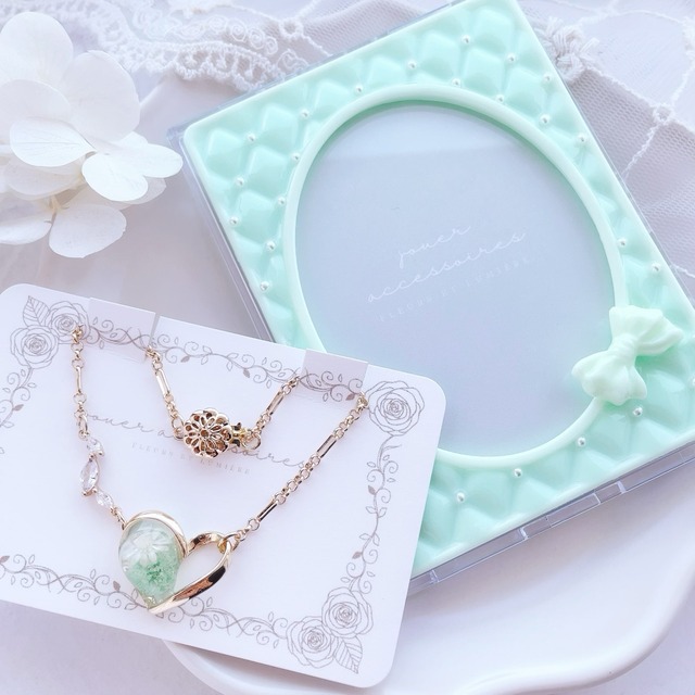 【2点セット】Melty "メルティ" ジルコニアブレスレット／B8 オーバル×キルティング フォトケース（cream mint green）