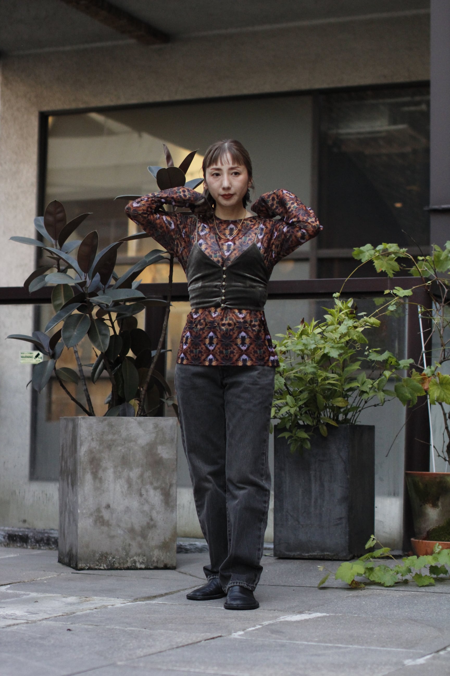 FUMIE=TANAKA フミエタナカ sheer print long tee F24A-34 (SIZE FUMIE=TANAKA フミエタナカ sheer print long tee F24A-34 (SIZE