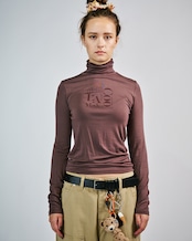 DOG AND LOVERS プリントタートルネック L/S Tシャツ (BROWN) CQ-49081