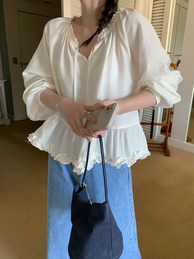 (予約) mellounge  / Ecopril blouse 2color