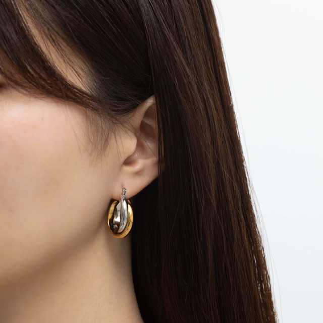 316L gold & silver chevaucher pierce  #p142