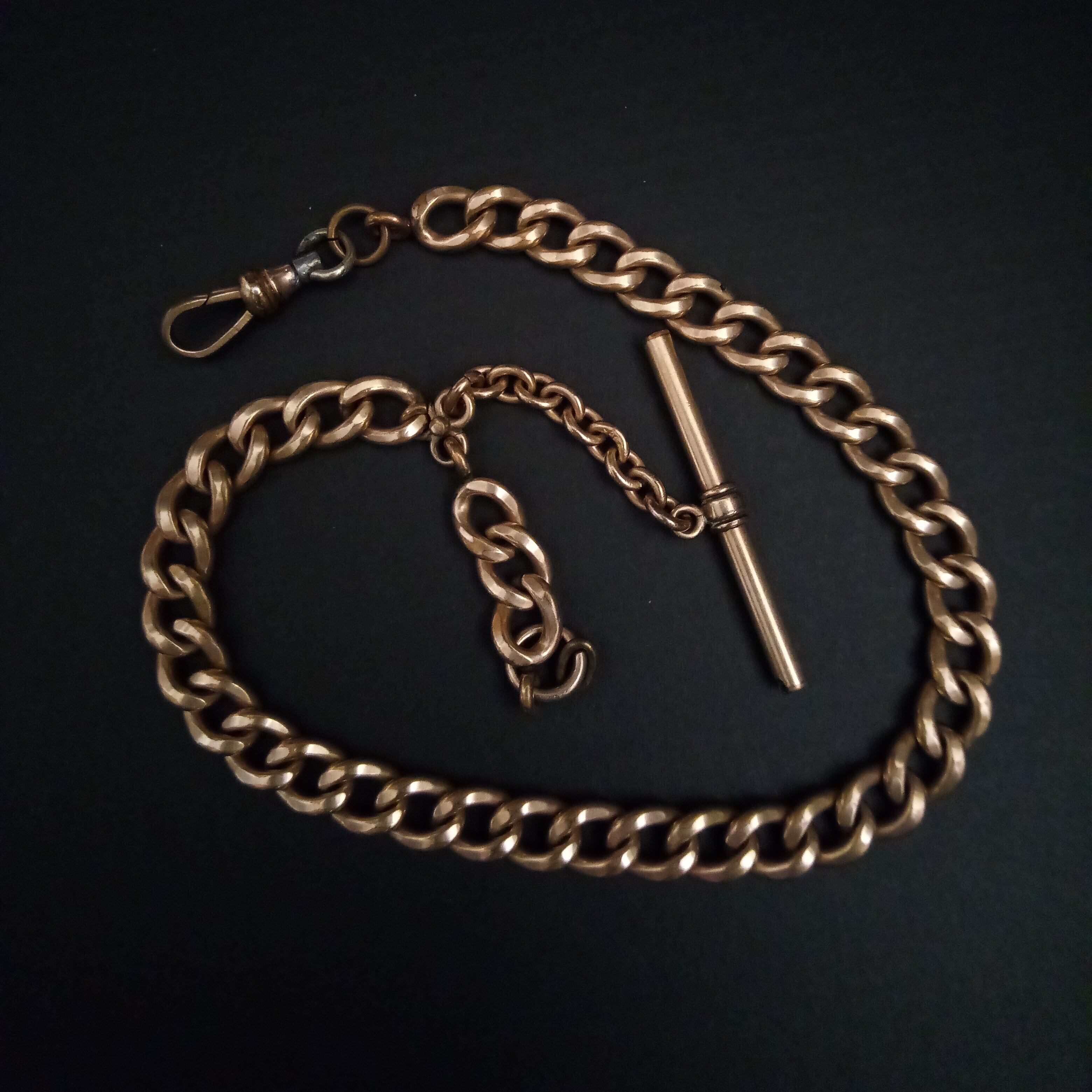 Antique Victorian T-bar Pocket Watch Chain with pendant chain