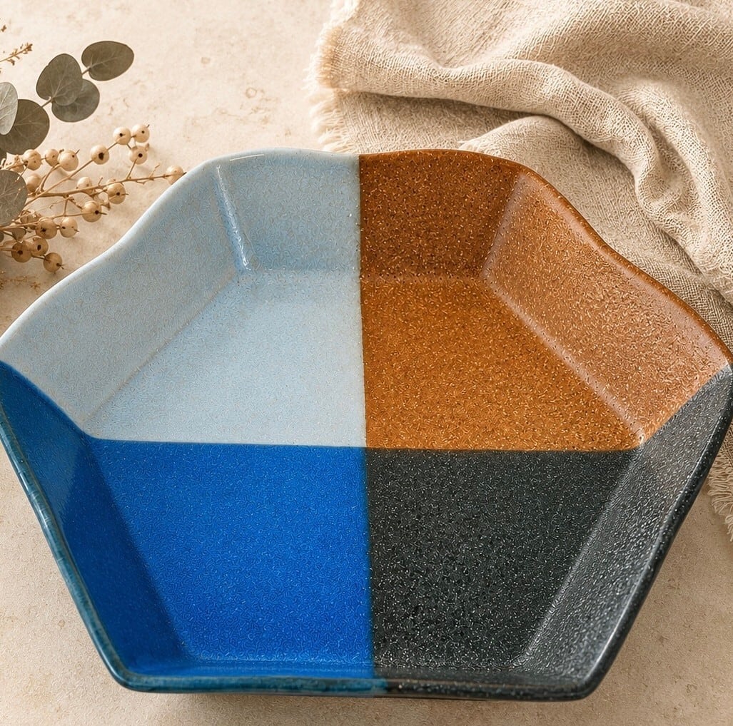 《数量限定》石焼クロス 六角鉢 20cm 北欧食器 おしゃれ食器【日本製】