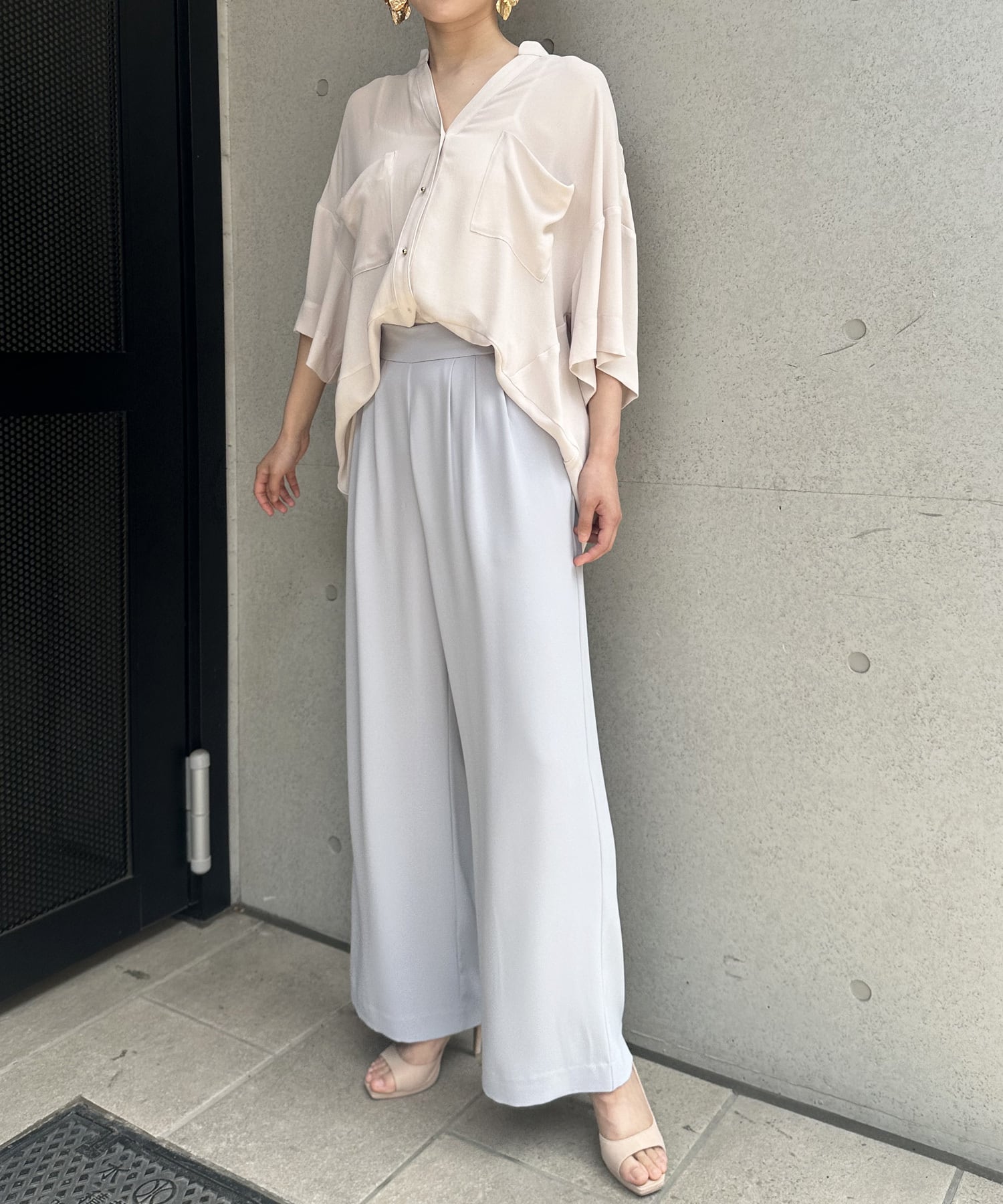 ノースリーブセットアップパンツ B/サックス | troisiemechaco