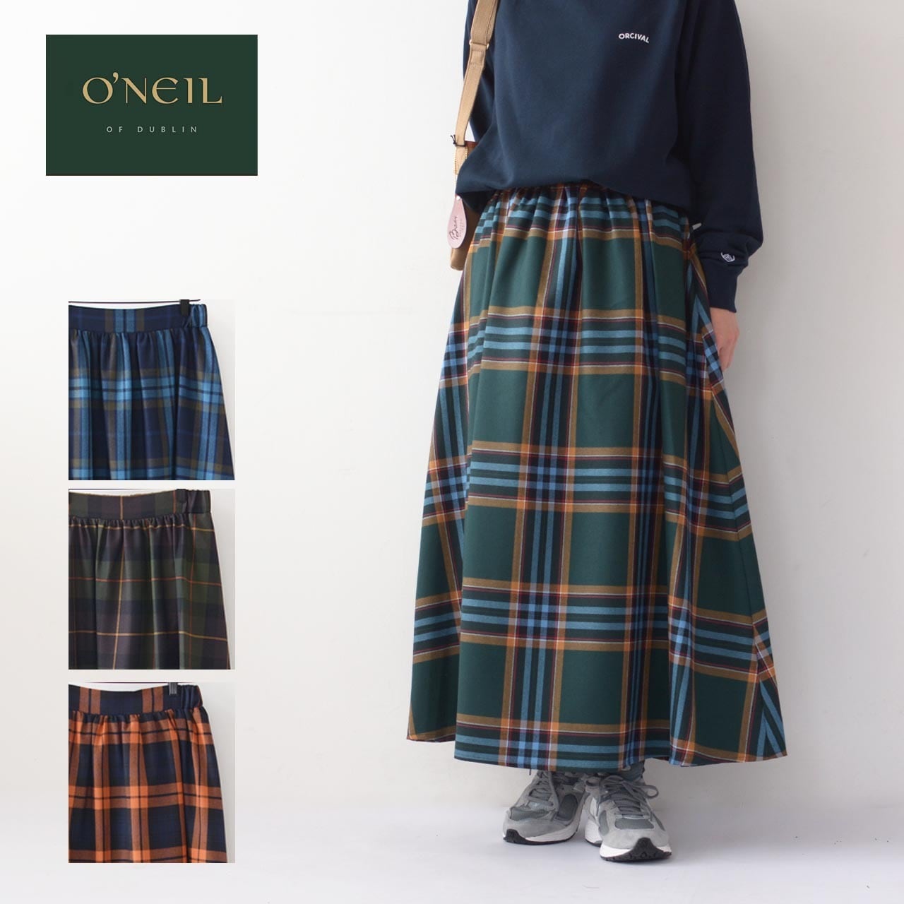 O'NEIL OF DUBLIN [オニールオブダブリン] WORSTED WOOL-TARTAN GATHER ...