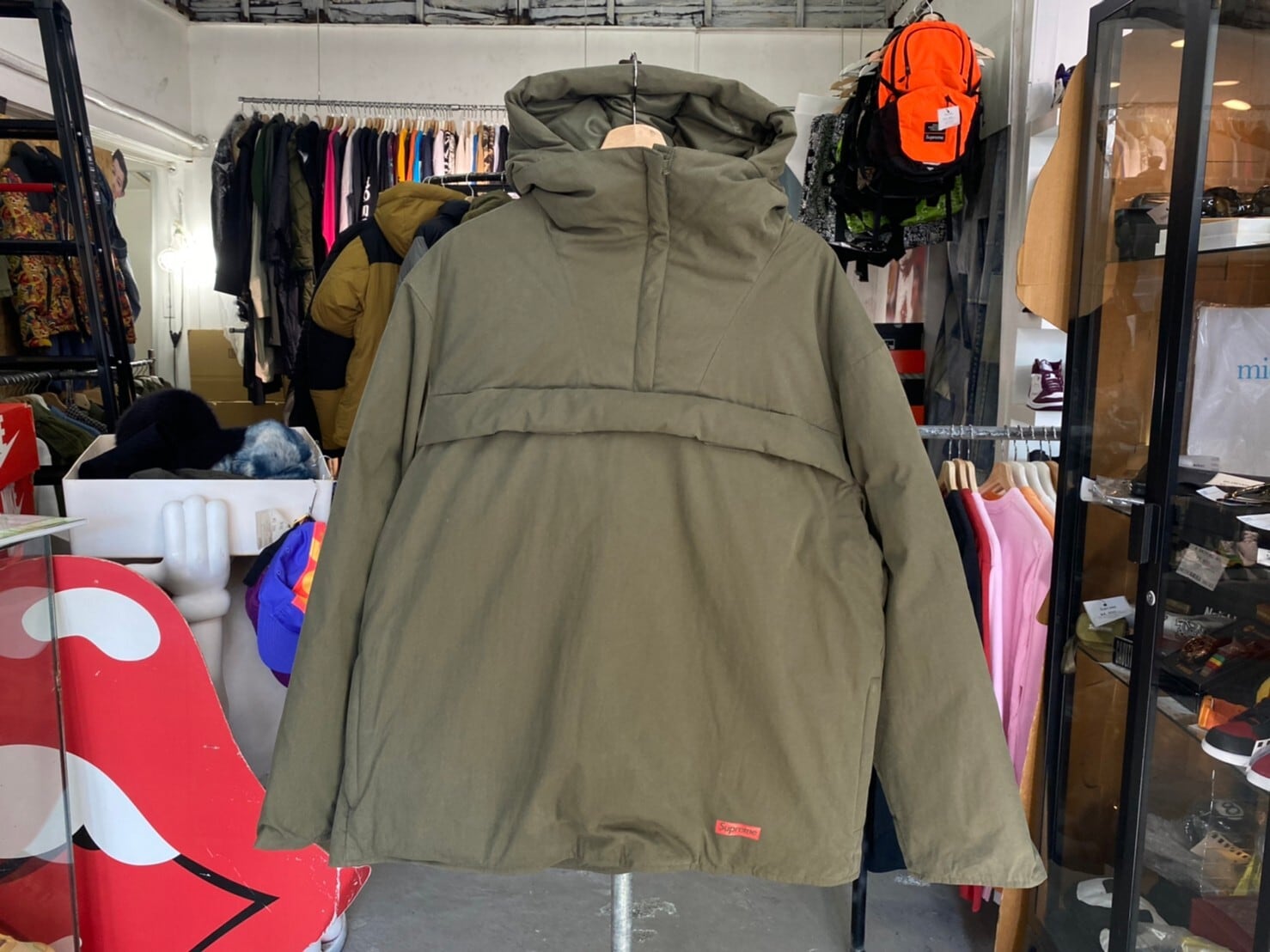 Supreme COTTON HOODED DOWN PULLOVER OLIVE LARGE 71566 | BRAND  