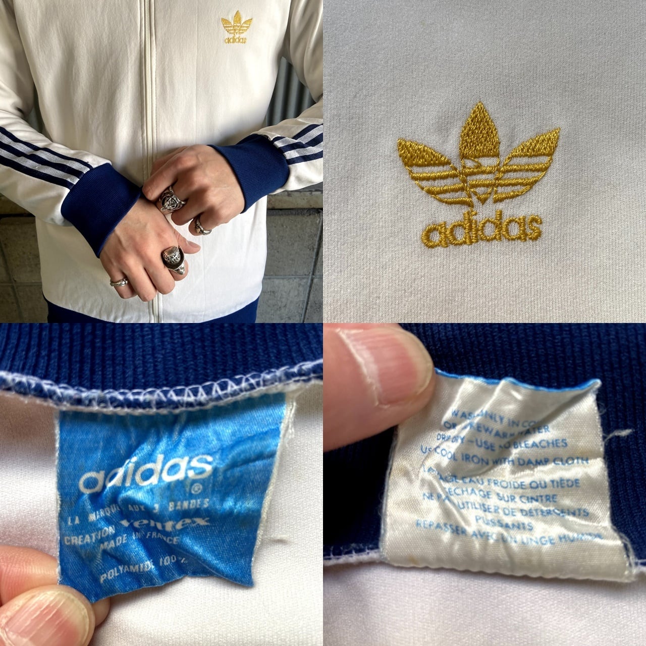 70年代 フランス製 VENTEX社製 adidas アディダス 金ロゴ 刺繍
