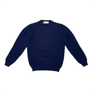 FILIPPO DE LAURENTIIS(フィリッポ デ ローレンティス)crepe cotton pique crewneck knit/NAVY(880)