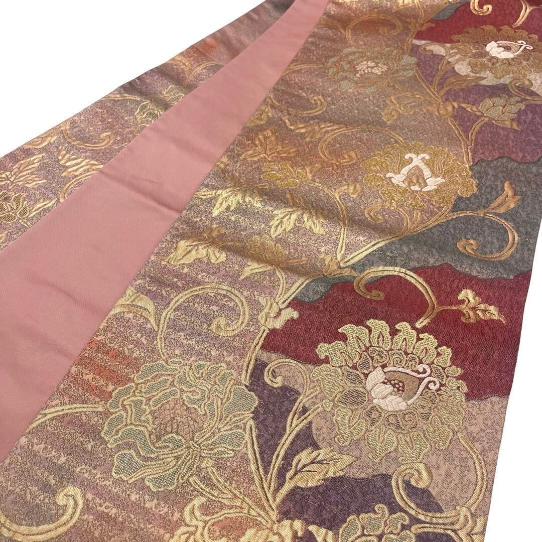 袋帯 西陣 いづくら 煌びやかな花唐草模様 金糸 O-4028 | リユース着物  