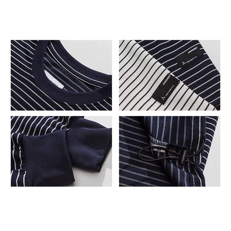 ★COLOR CONTRAST STRIPE SHIRT TOP　　　A0737