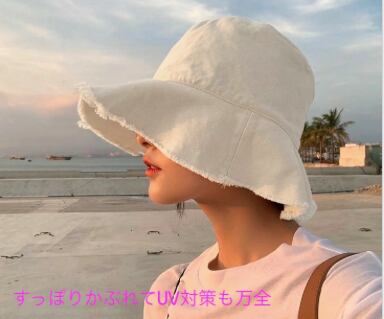 コットン フリンジ バケットハット 帽子 軽量 即納 韓国 日焼け対策 ビーチハット 畳める帽子 洗える帽子 バケハ UV対策