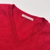 PS Paul Smith Women ポールスミス Vネック 長袖 ウール ニット セーター S/レッド レディース
