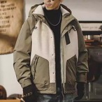 Button Front Long Sleeve Hip Length Hooded Jacket ◇H0923