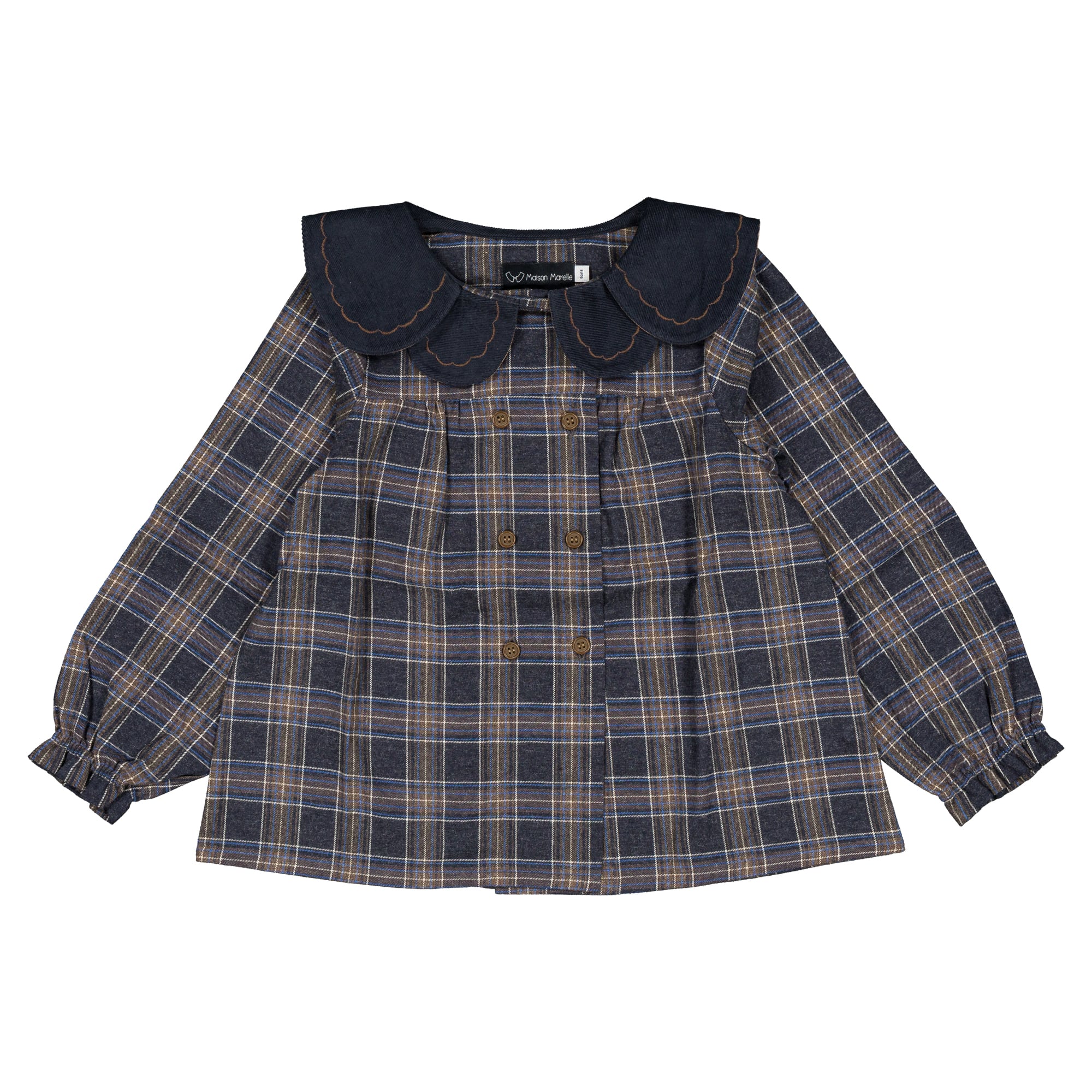 【予約・特典あり】Maison Marelle / Blouse NOLLET - blue tartan / 12m~5Y