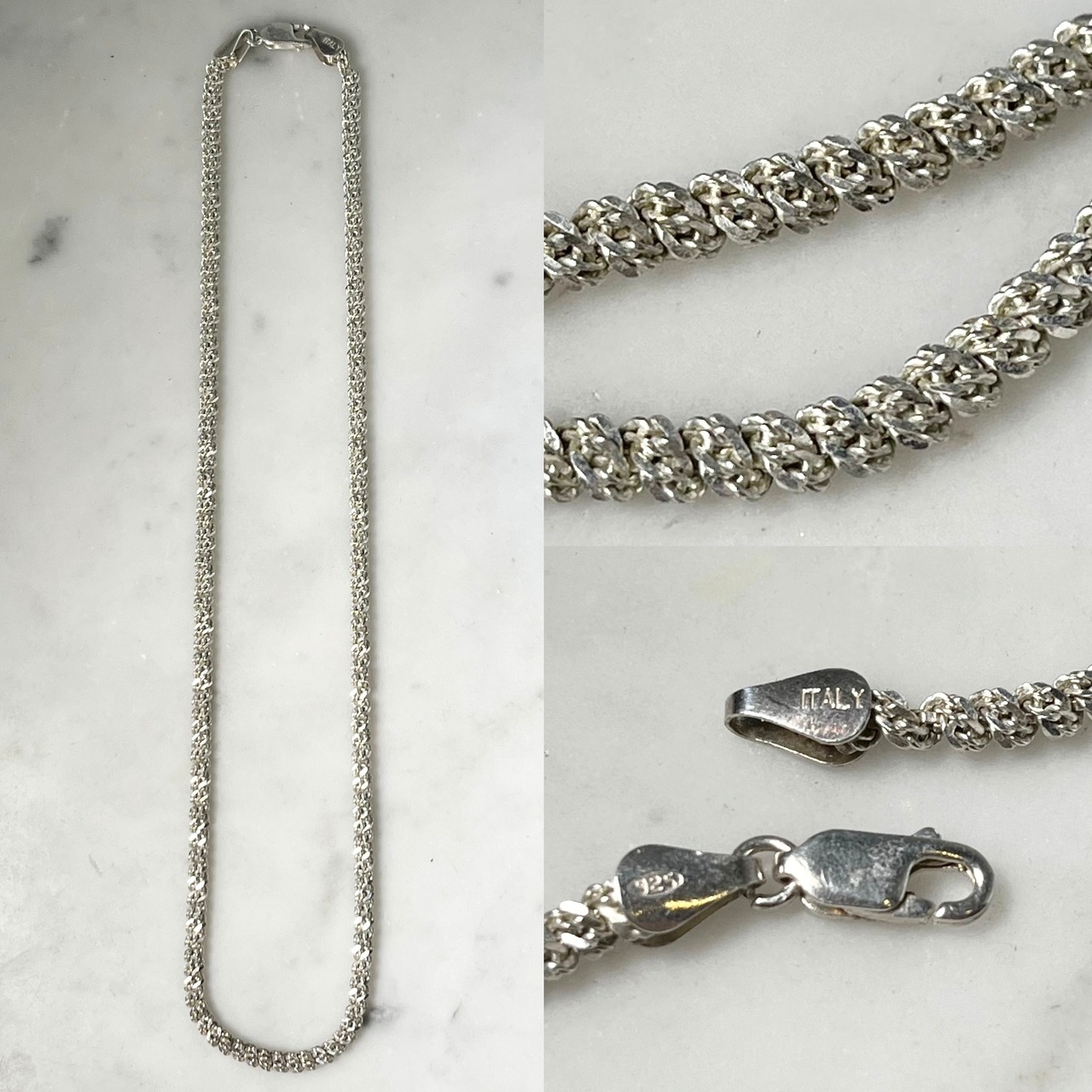 vintage Italian silver screw chain necklace