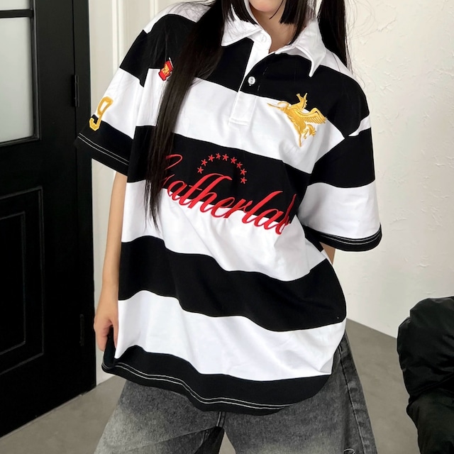 ワイドボーダーエンブレムポロシャツ 2col R02529