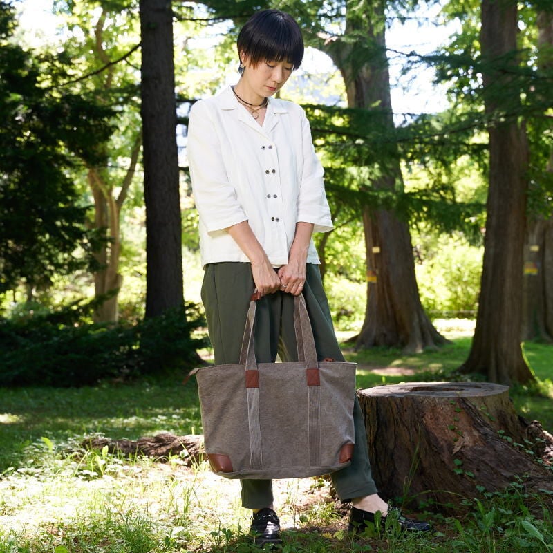 rena豊岡 cheviot】【豊岡製・火山灰染め】8号帆布ショルダートート