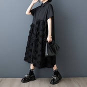 3Dローズ柄 ロング シャツワンピース 30251
