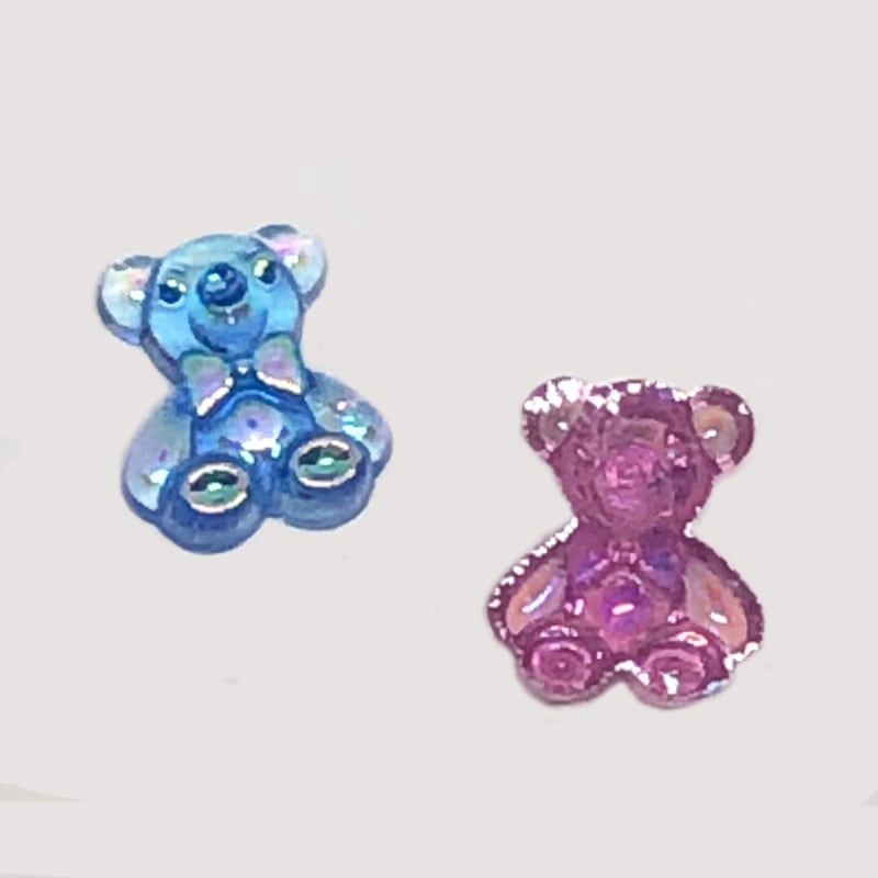 まとめ売り】 ミニ くま オーロラカラー カラフル デコパーツ MIX 50個