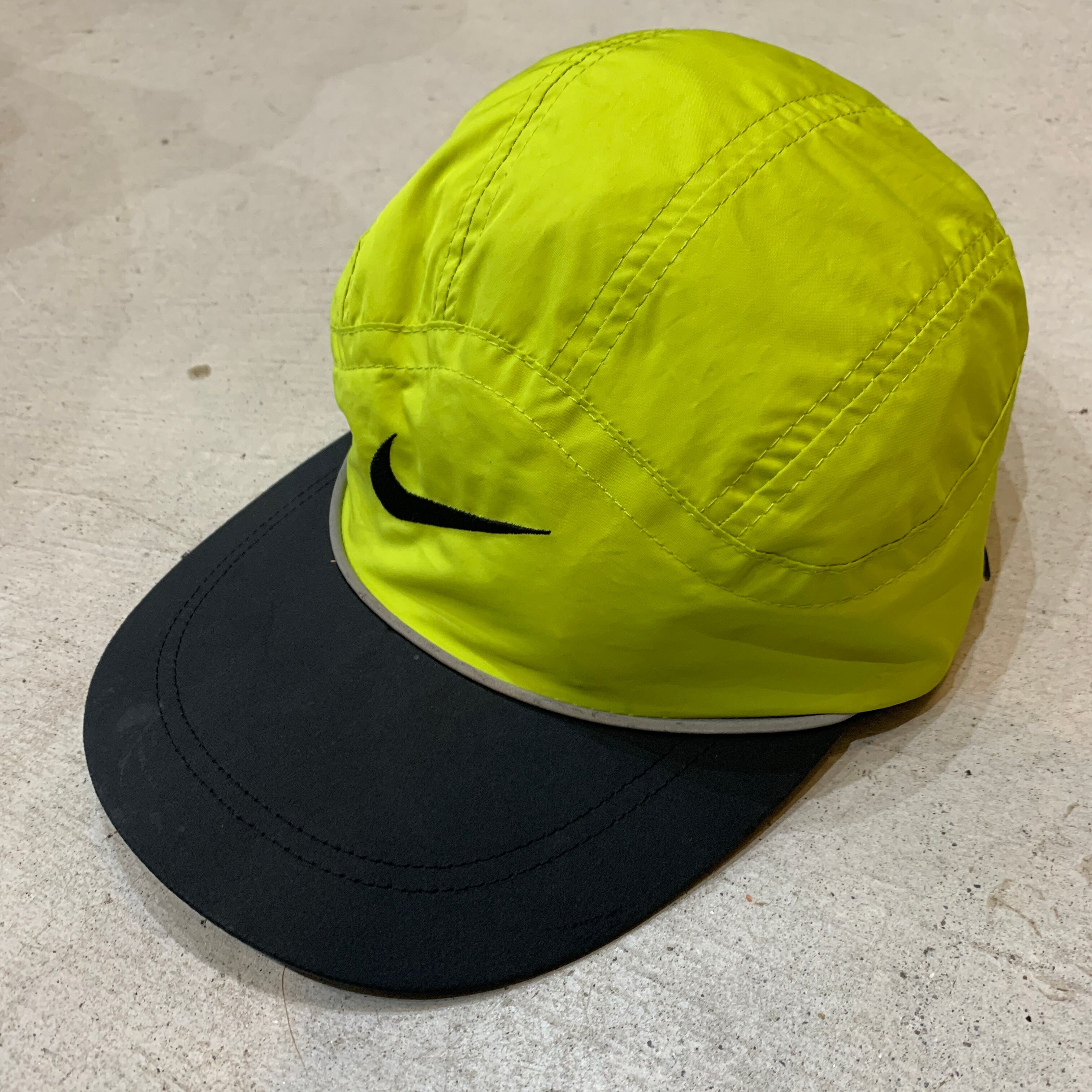 90s NIKE ナイロンジェットキャップ ゲッコーグリーン フリーサイズ 