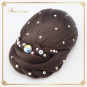 社交ダンス 小物 シニヨン カップ ヘアアクセサリー コーム つけ毛 つけ髪 髪飾り 茶色 団子 ブラウン系 アクセサリー 髪飾り つけ毛 おしゃれ デコレーション ダンス用 ビーズ カラー 小物 シニヨンヘア ヘアスタイル 装飾 ヘアセット パーティー用 コスチューム ダンスパフォーマンス 上品