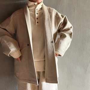 MITTAN｜ウールシルクキャメル半纏ブルゾン 白茶  JK-65