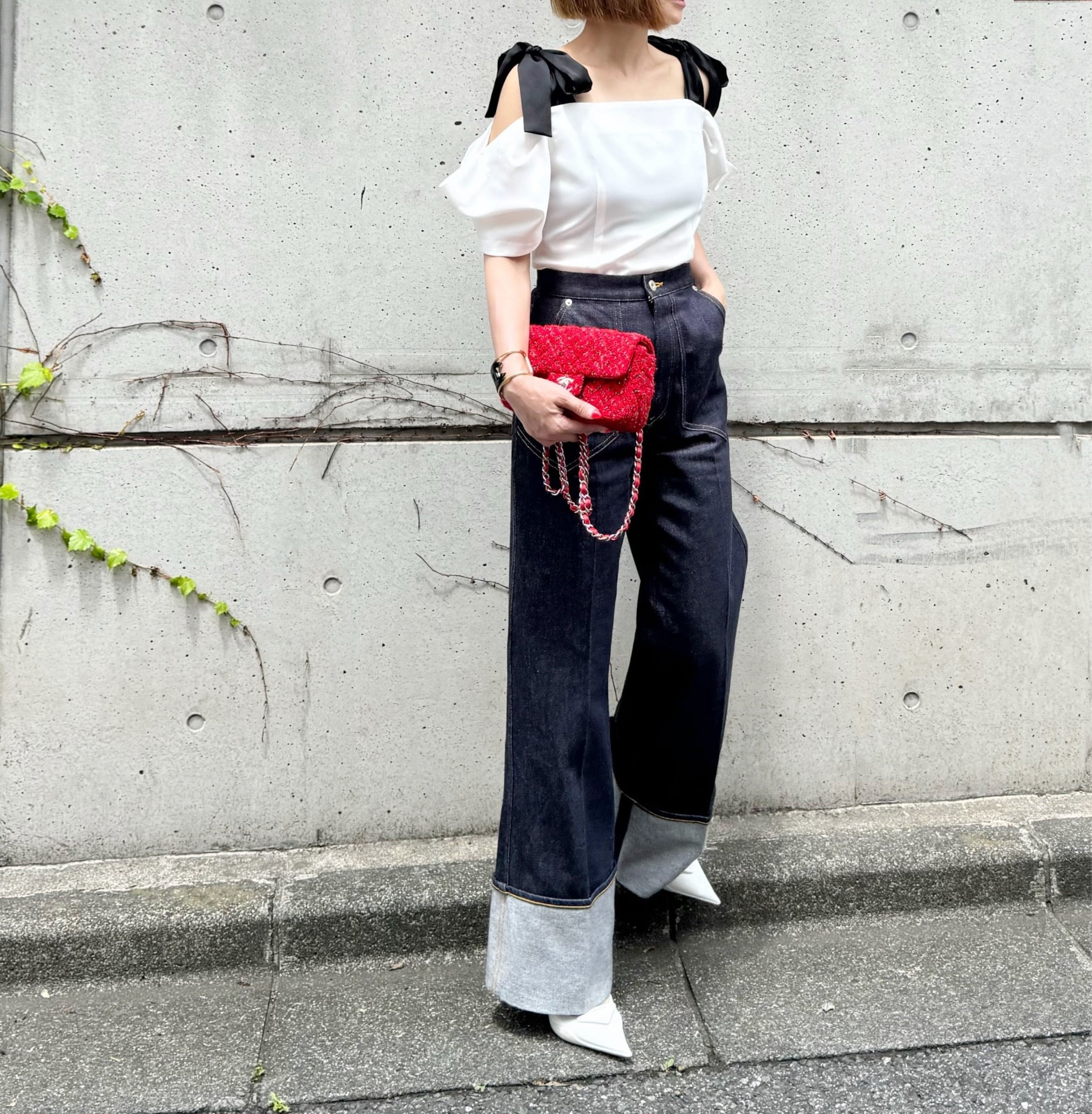 肩リボントップス Cienne ホワイト | Cygne