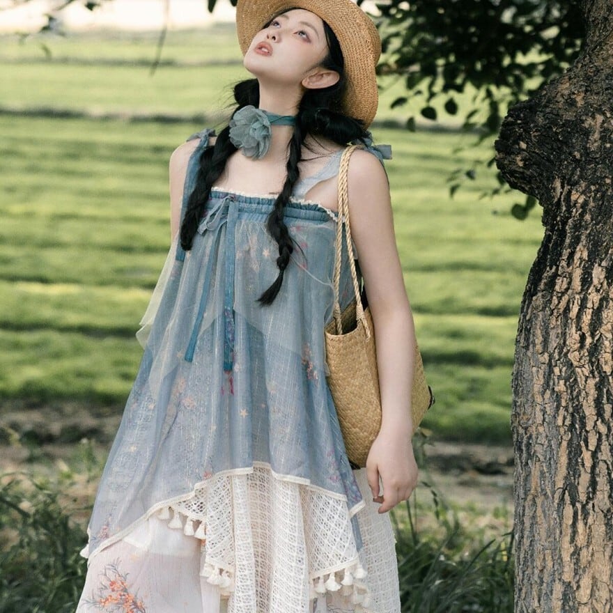 SEASONZ 森ガール ジャンパースカート シフォン アシンメトリー 夏服