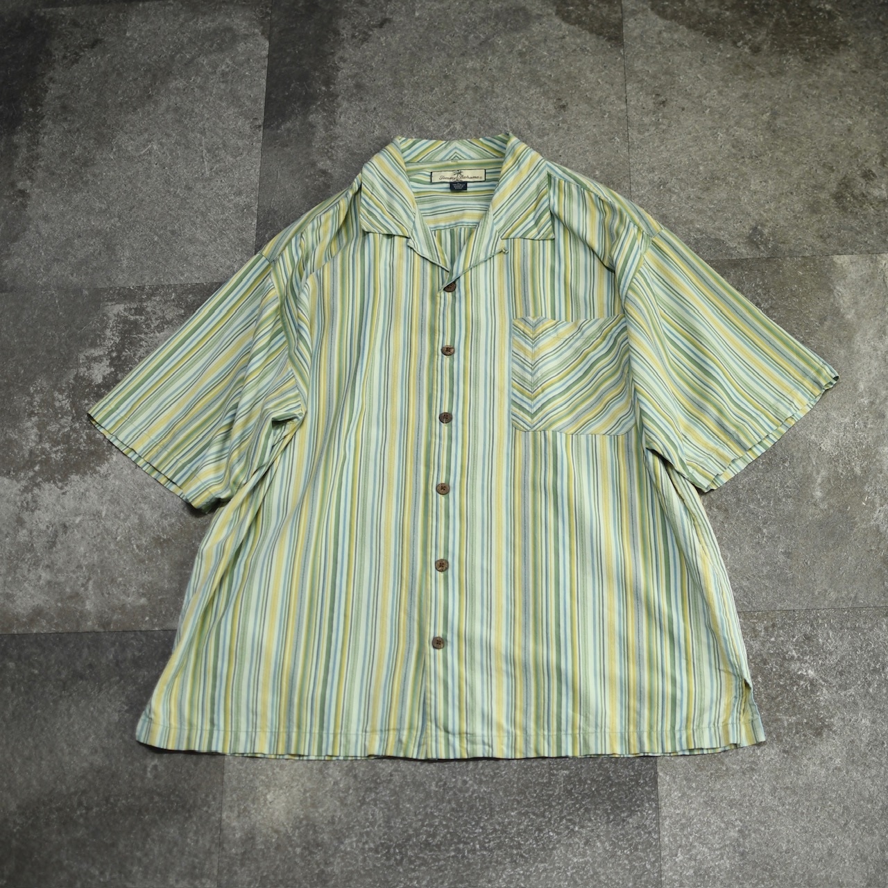 tommy bahama multi stripe silk open collar shirt