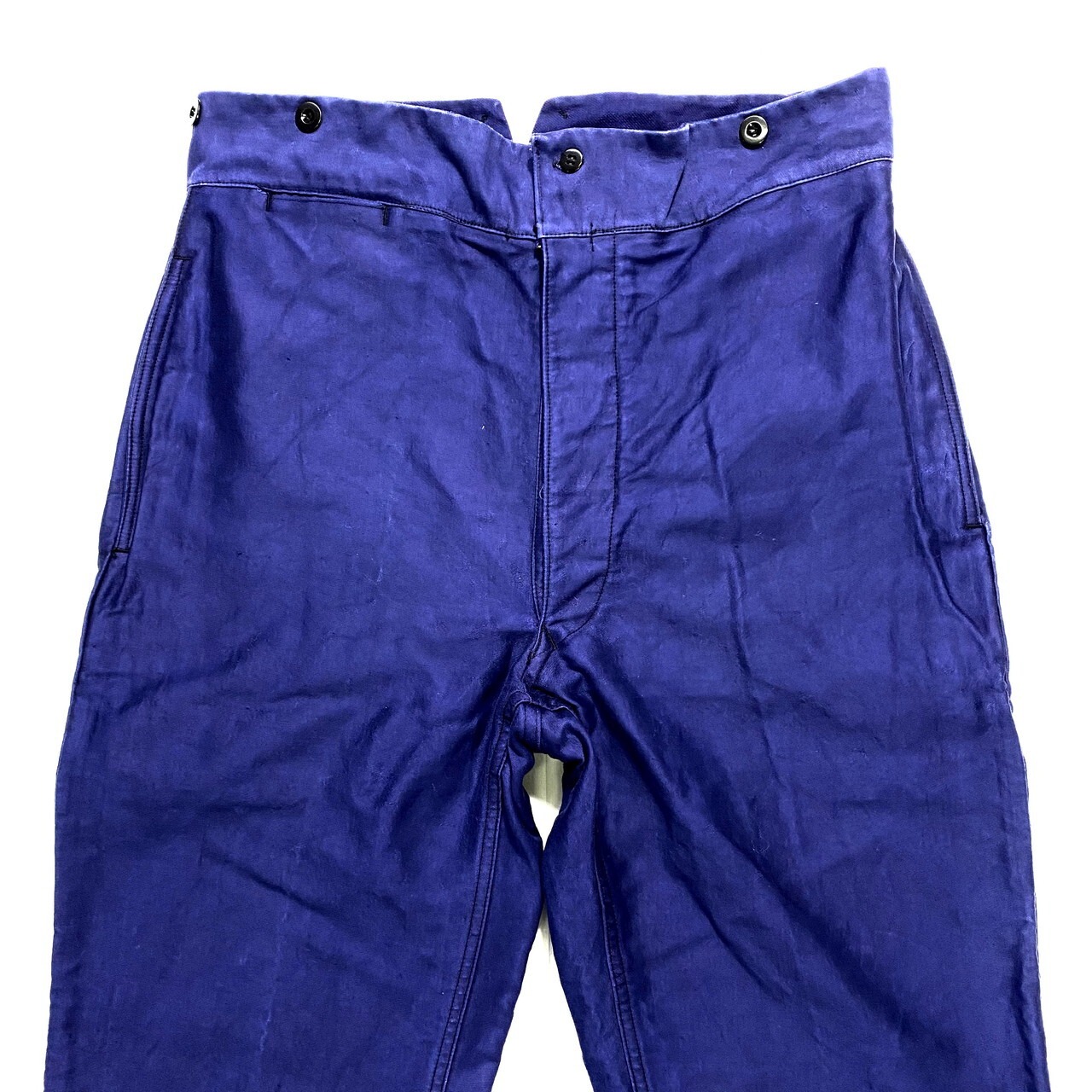 50年代 ブルー モールスキン フロントホック フレンチワークパンツ 