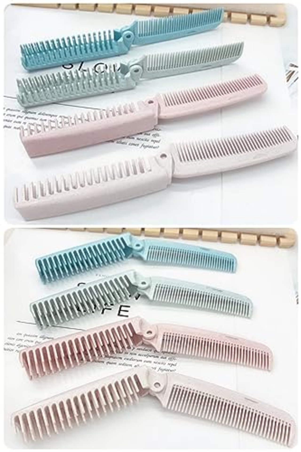 harukita 櫛 折りたたみ コーム ダブルヘアブラシ ヘアブラシ 双頭 静電気防止 軽量 旅行 携帯用 4色 4個セット