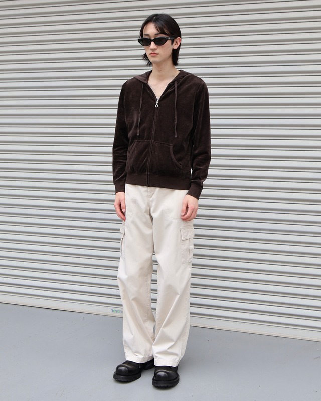 short length velor zip-up foodie