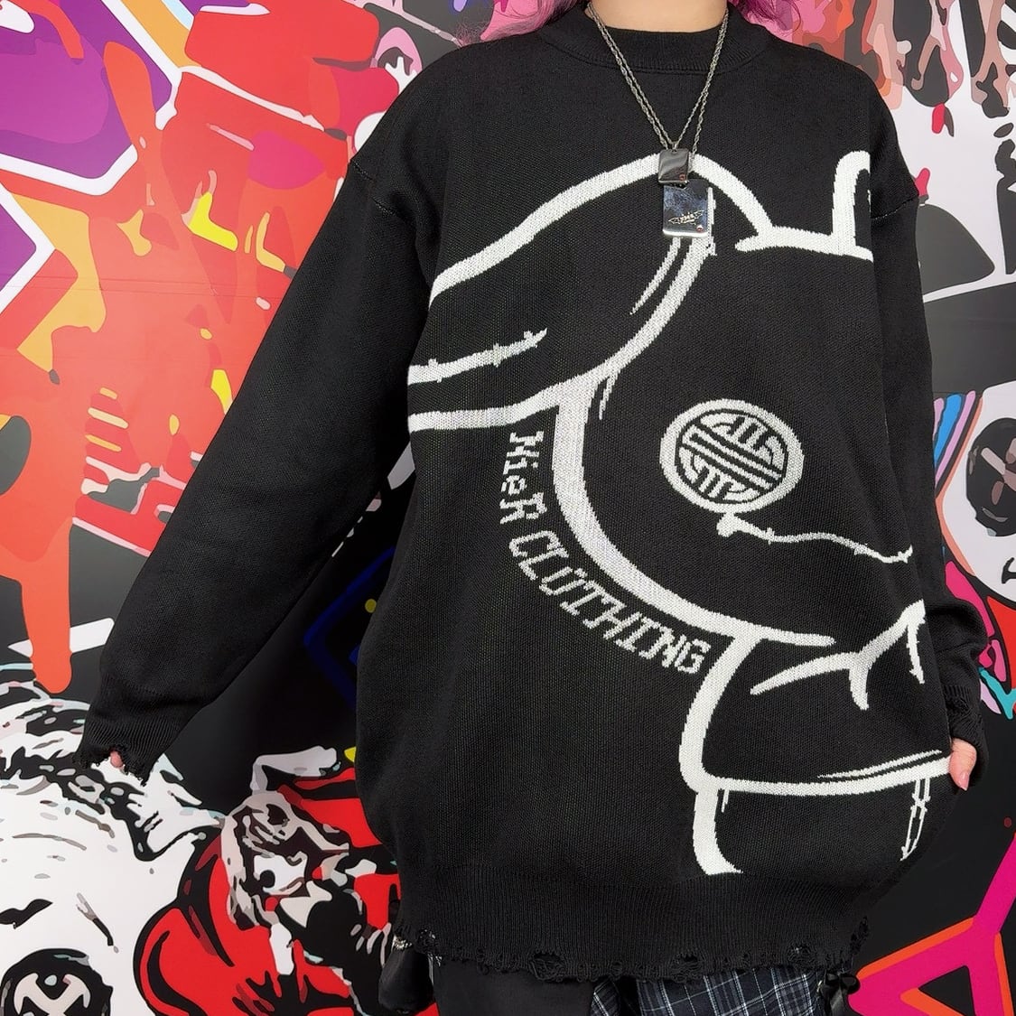 BIG NIER BLACK DAMAGE KNIT | NIER CLOTHING