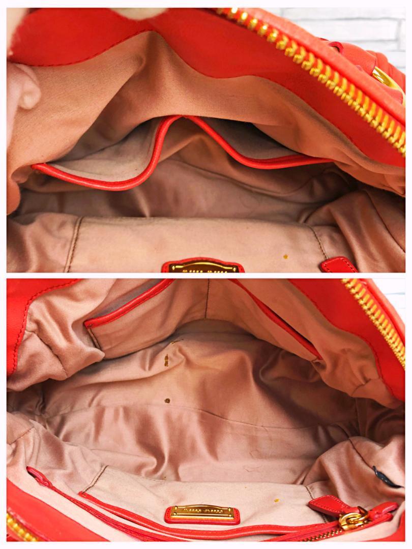 MIUMIU ミュウミュウ ラムレザー ギャザー オレンジ ハンドバッグ