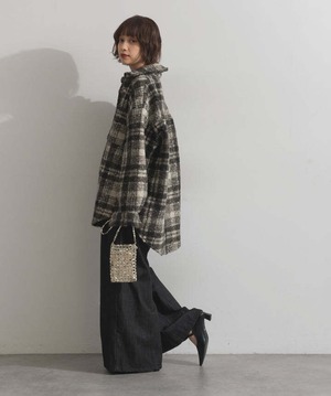 HD2510027 起毛チェックCPOシャツジャケット black