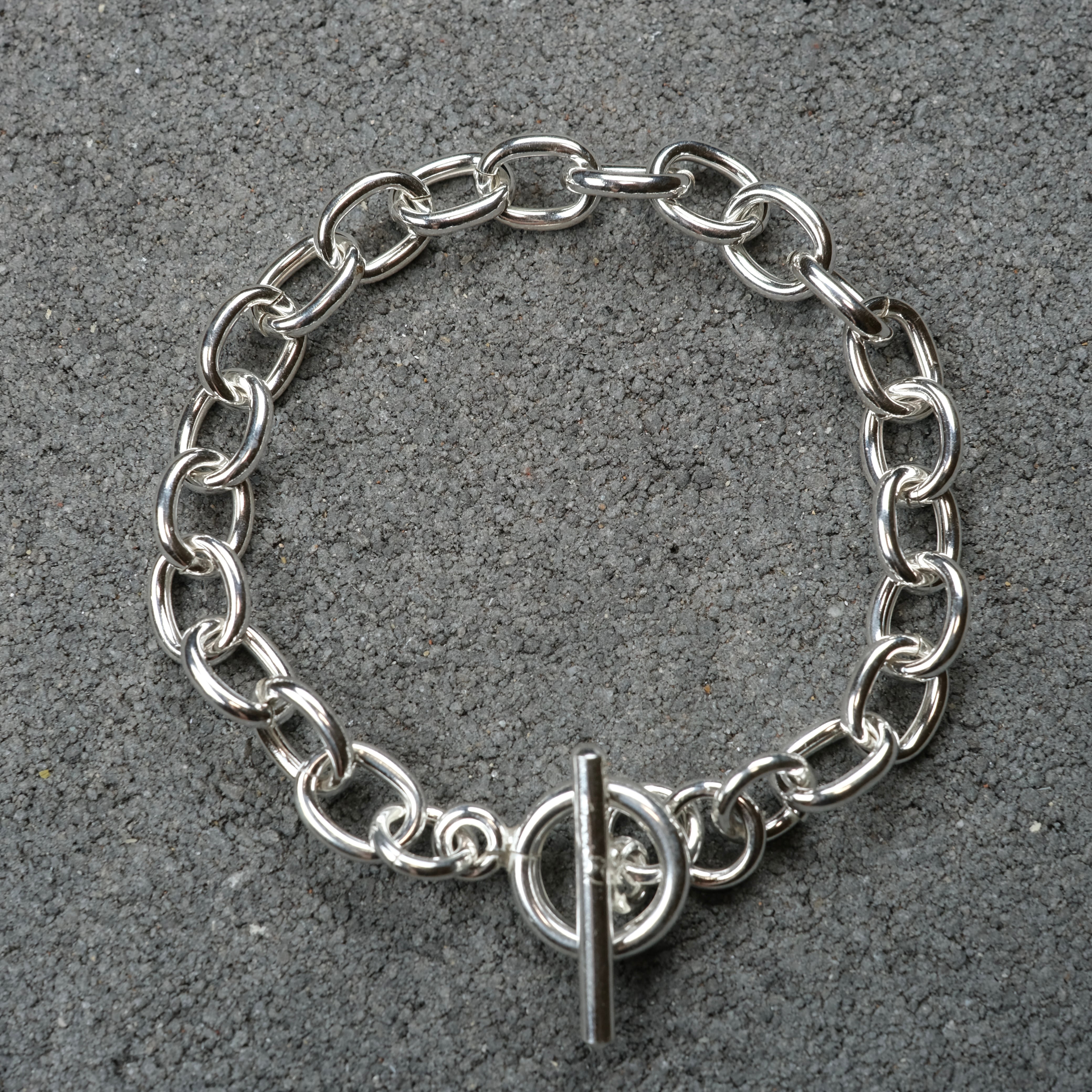 メキシコ タスコ製 シルバー925 あずきチェーンブレスレット/マンテル/軽研磨仕上げ