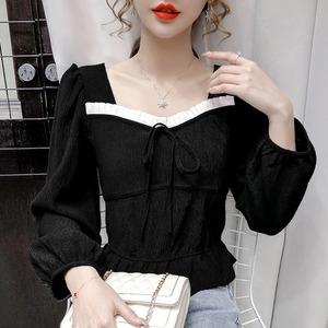 square neck chiffon blouse（black / ivory / gray）　A0017