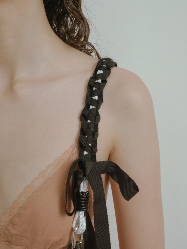 cord ribbon strap / long【black/white】
