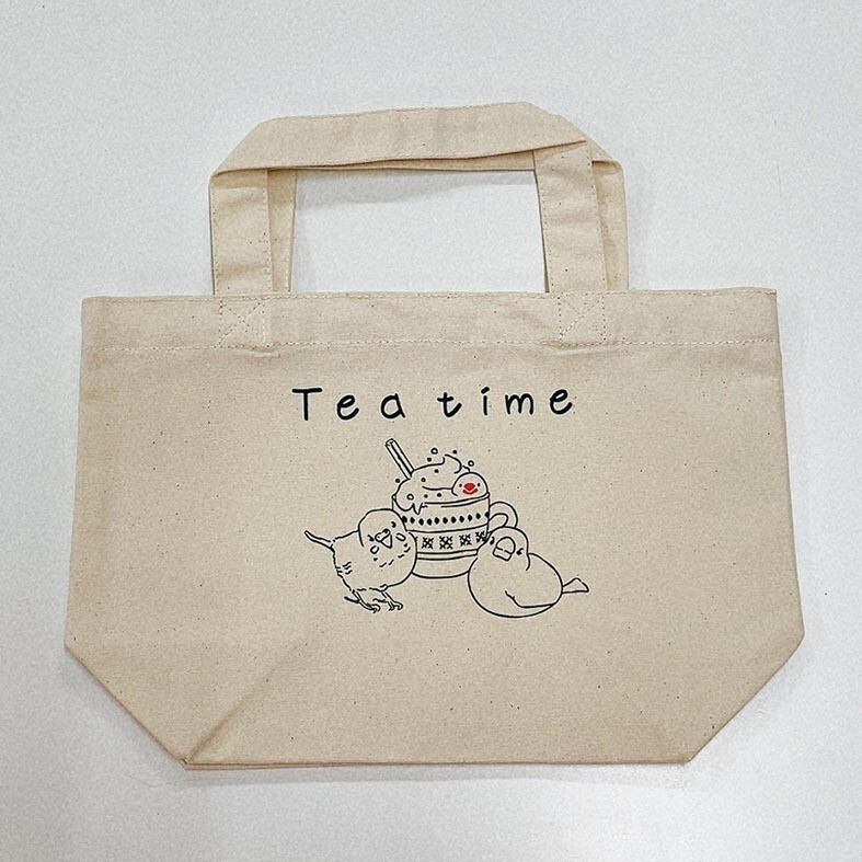 トートバッグS Tea time ナチュラル | creative shop 鳥や動物グッズ