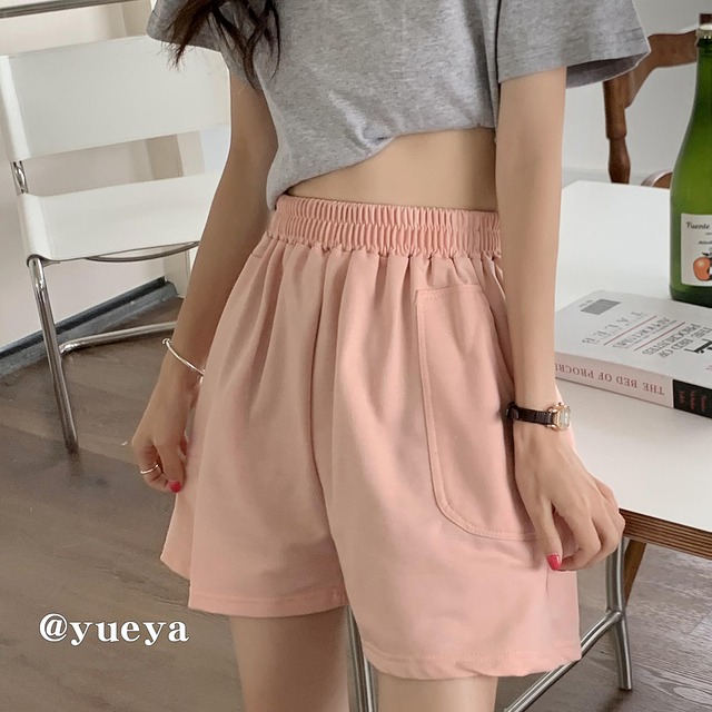 ルーズワイドレッグパンツ 薄手サマーストレッチウェストショーツ カラー エラスティック 伸縮 夏物 ブルマー ワイドパンツ ピュア クレセントシティ58318318545