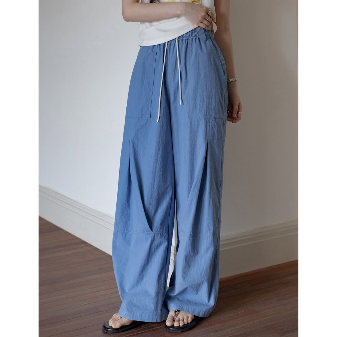 drawstring wide easy pants